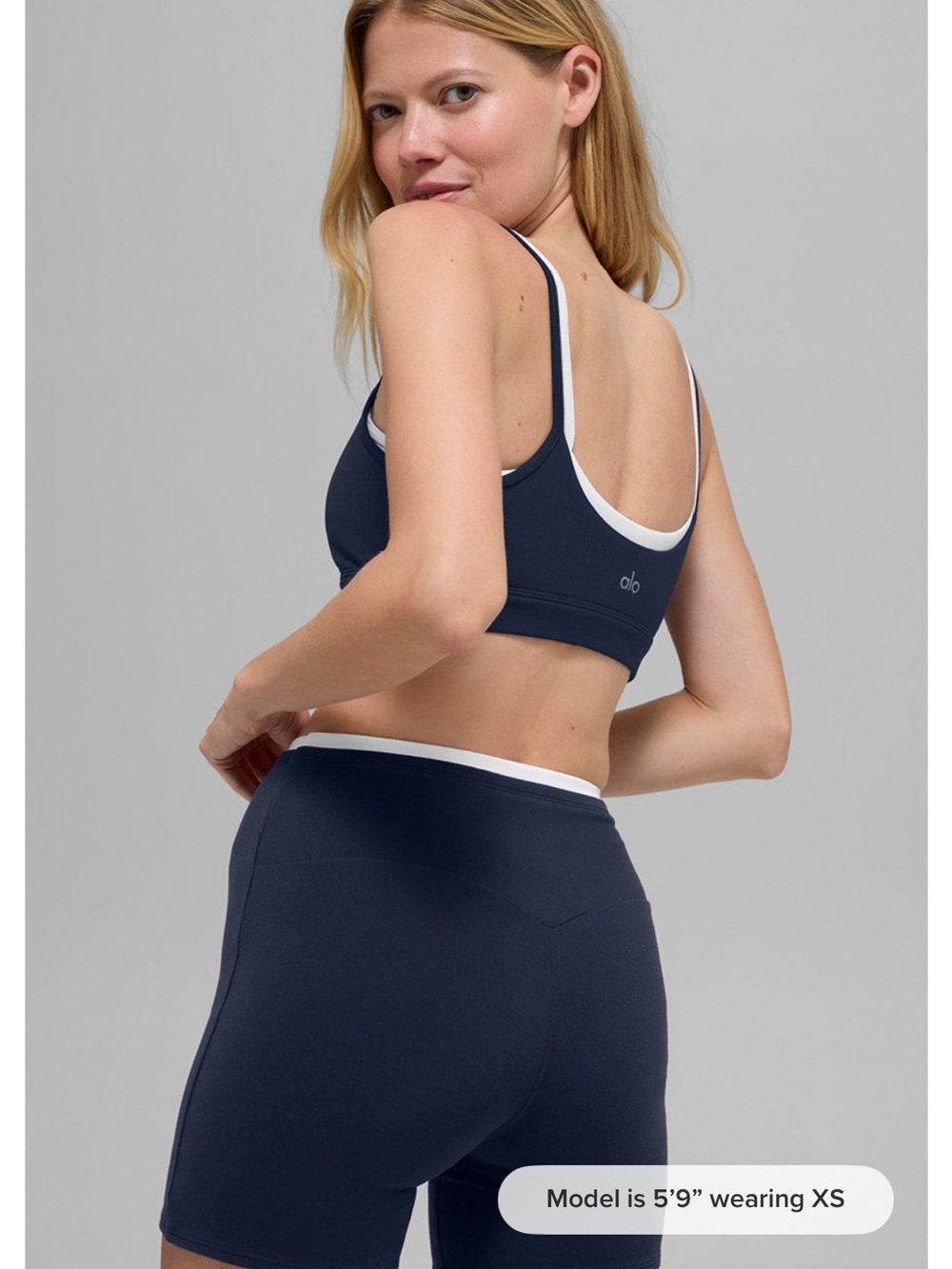 Alo Navy Airbrush Double Up Bra-L